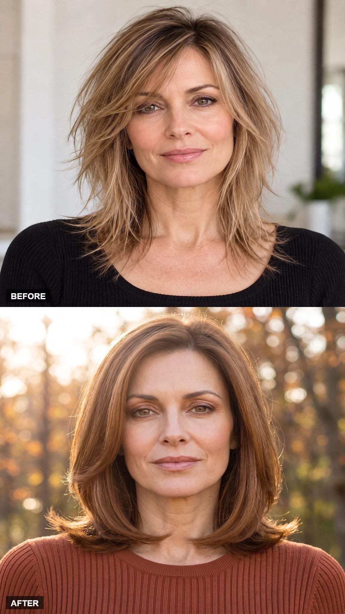 Warm Auburn, a Shoulder-Length Bob With Turned Ends, and the Case Against Layering Fine Hair