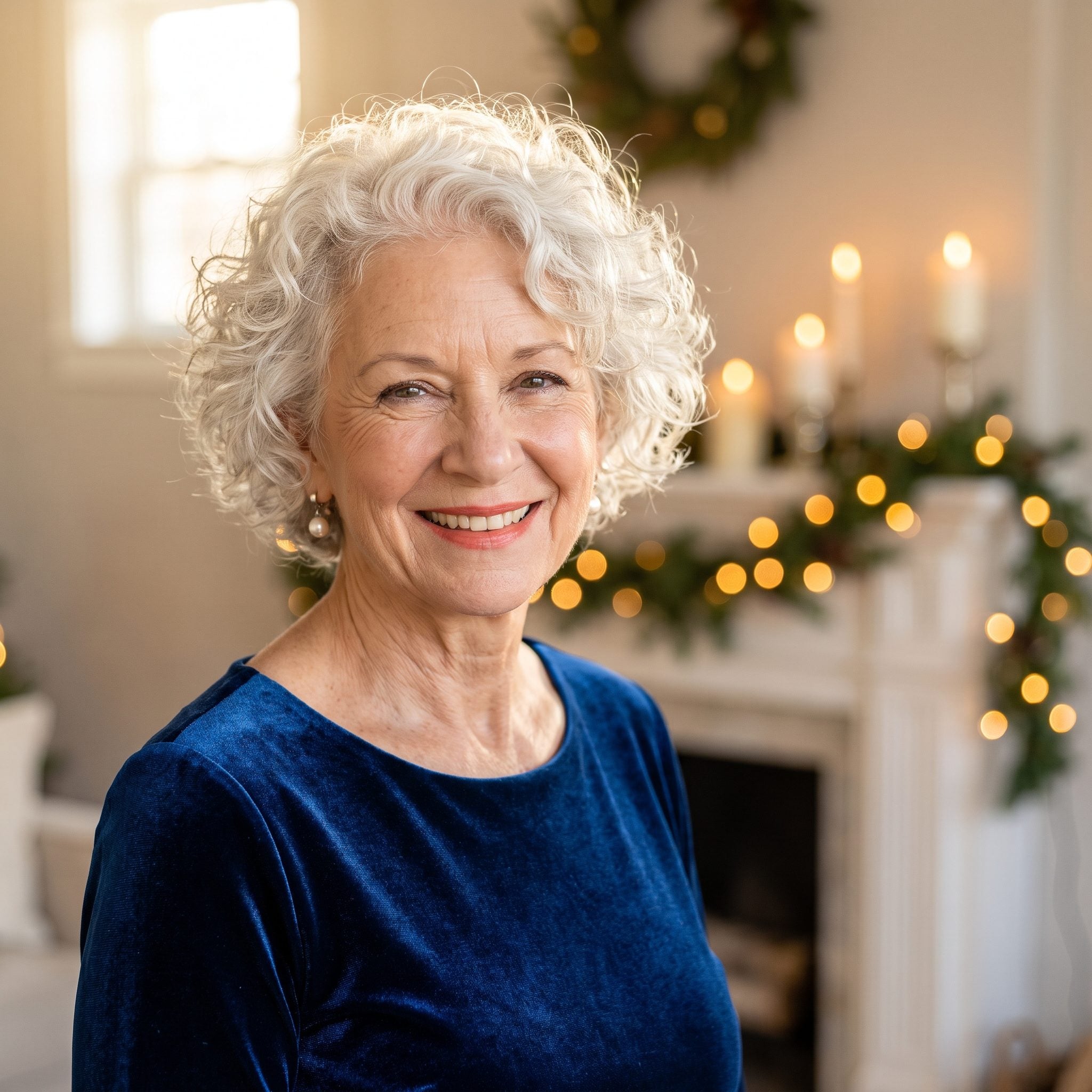 White Curly Pixie: Short Hair That Wears the Holiday Lightly