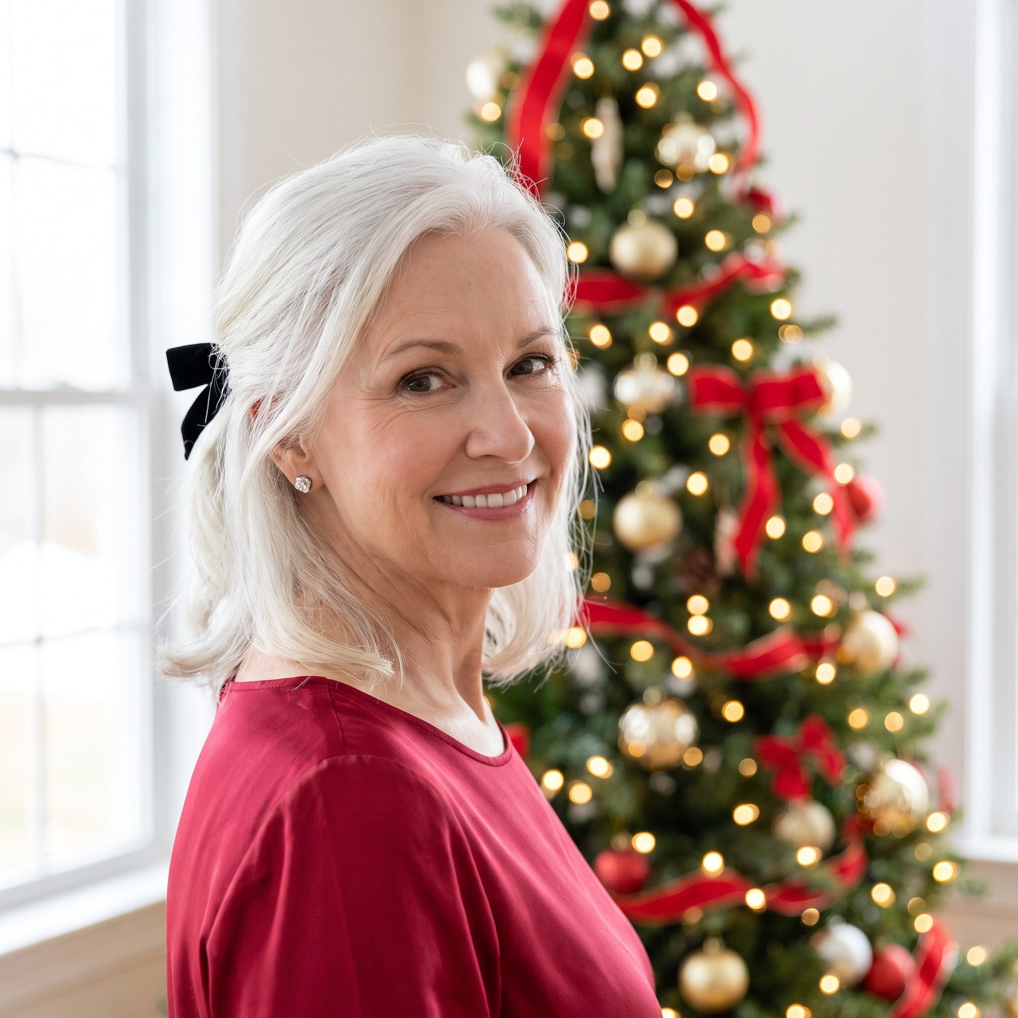 White Half-Up with a Velvet Bow: The Softest Thing on This List