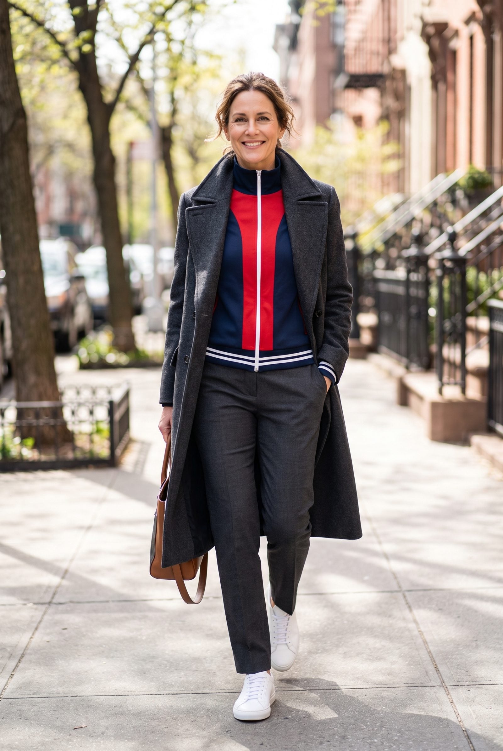 Zip a Slim Track Jacket Under a Tailored Overcoat